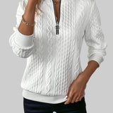 Lara - Camisola de malha feminina com fecho e padrão de tranças