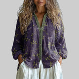 Sara - Blusa vintage com padrão de folhas