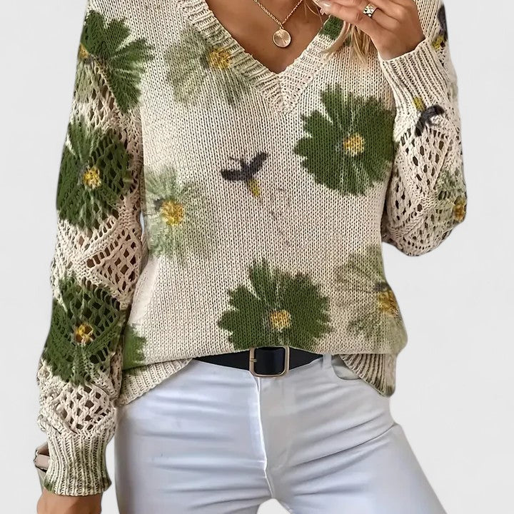 Susana - Camisola elegante com padrão floral