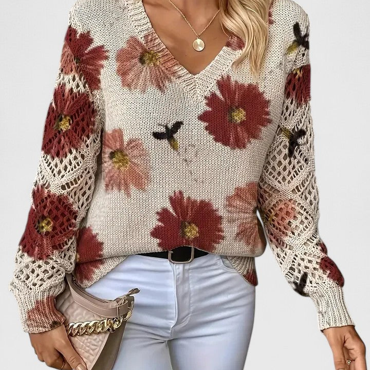 Susana - Camisola elegante com padrão floral