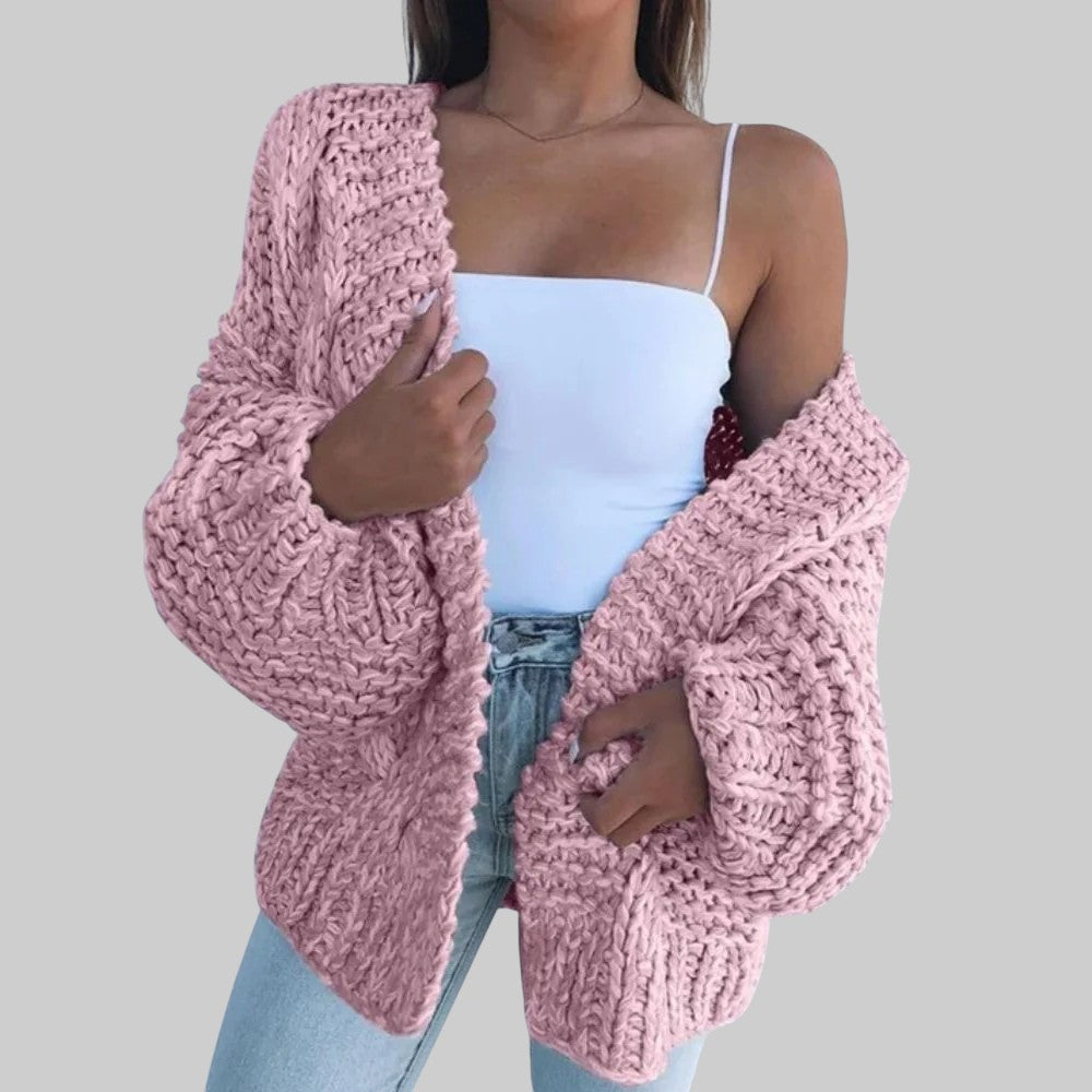 Bruna - Cardigan tricotado grosso e casual