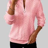 Lara - Camisola de malha feminina com fecho e padrão de tranças