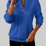 Lara - Camisola de malha feminina com fecho e padrão de tranças