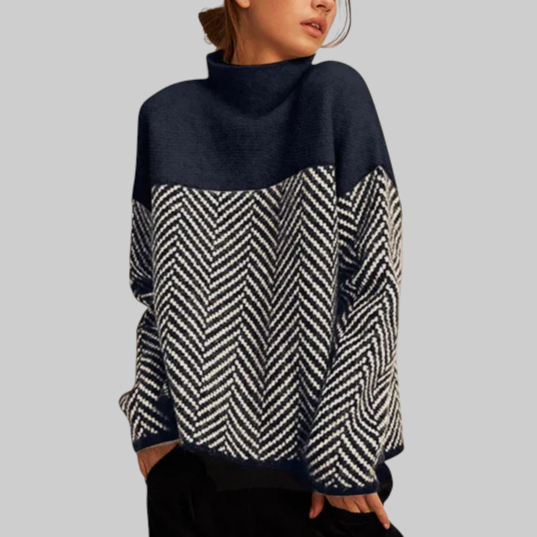 Sónia - Camisola de gola alta premium em malha fina